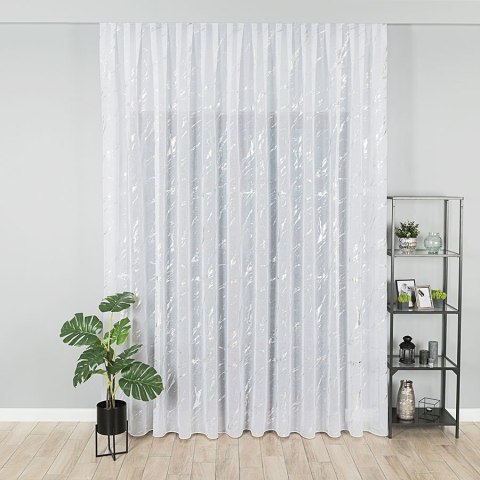 Firanka fantazyjna z ołowianką, wysokość 300cm, kolor 001 biały ze srebrnym 132101/OLO/001/000300/1