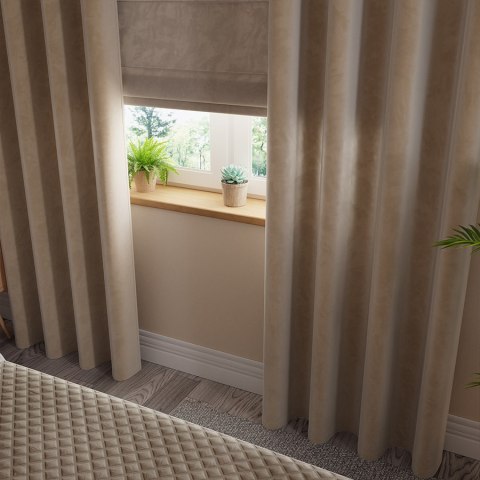 VELVI Zasłona gotowa na przelotkach, szerokość 140 x wysokość 160cm, kolor 001 ciemny beżowy VELVI0/ZGP/001/140160/1