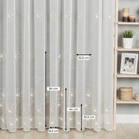 Firanka haftowana na metry 051204 wysokość 280 cm kolor biały