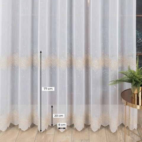Firanka haftowana ze wzorem pasowym, wysokość 280cm, kolor 001 biały 112853/000/001/000280/1