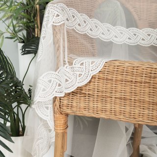 Firanka haftowana na greckim tiulu ze wzorem pasowym, wysokość 310cm, kolor 002 kremowy FH0005/885/002/000310/1