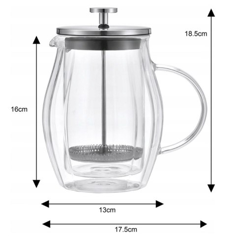 ZAPARZACZ TŁOKOWY DO KAWY/HERBATY TERMICZNY 600m KH-7683