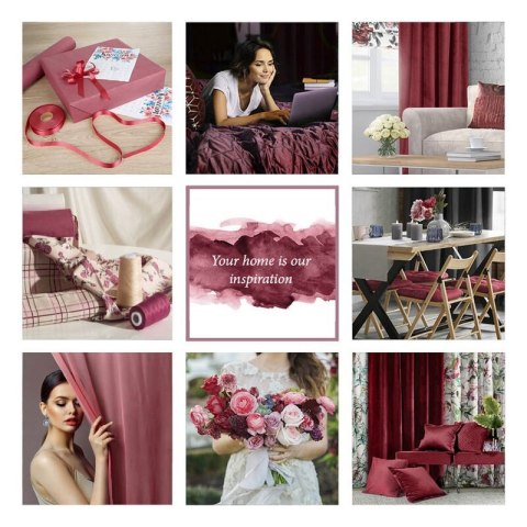 ZASŁONA GOTOWA D91 ROSA NA TAŚMIE CIEMNORÓŻOWY