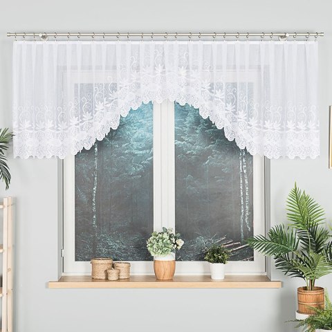 Elegancka firanka gotowa żakardowa JOWITA 80x400 cm - idealna ozdoba w kolorze białym Elegancka firanka gotowa żakardowa JOWITA 80x400 cm - idealna ozdoba w kolorze białym