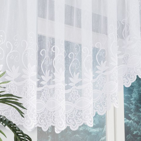 Firanka gotowa żakardowa JOWITA 80x400 cm - subtelność i klasyka w kolorze białym Firanka gotowa żakardowa JOWITA 80x400 cm - subtelność i klasyka w kolorze białym