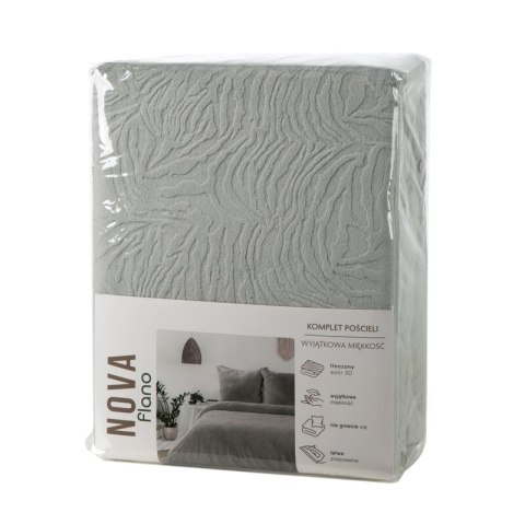 KOMPLET POŚCIELI FLANO SREBRNY