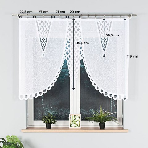 ERYKA Firanka żakardowa odpasowana, szerokość 160 x wysokość 120cm, kolor 001 biały 019371/FOL/001/000121/1