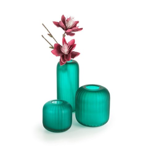 SZKLANY WAZON DEKORACYJNY CHIA (3) (FI) 17X16 CM TURKUSOWY