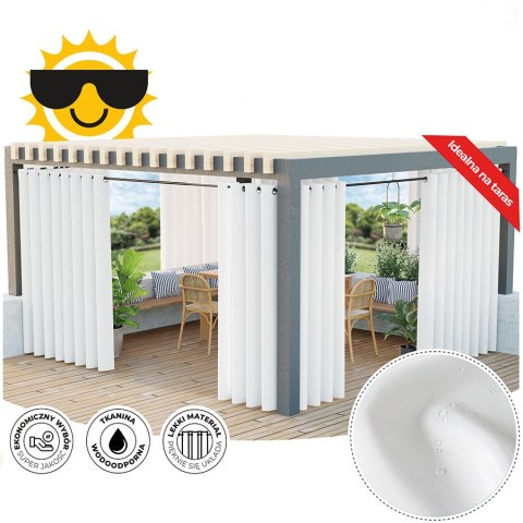 GARDENIA Zasłona gotowa na przelotkach, szerokość 140cm x wysokość 220cm, kolor 050 biały TD0025/ZGP/050/140220/1