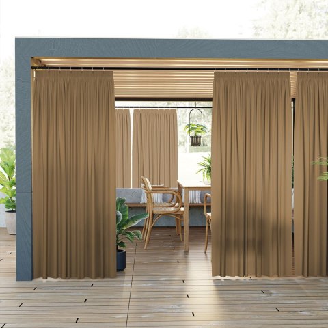 GARDENIA Zasłona gotowa na taśmie, szerokość 140cm x wysokość 240cm, kolor 008 ciepły brązowy TD0025/ZGT/008/140240/1