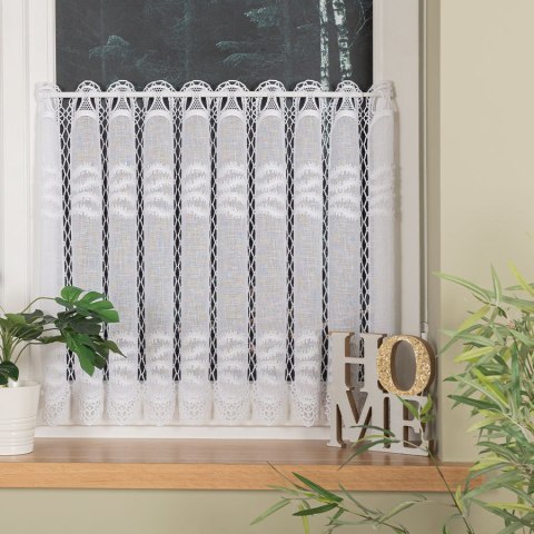 Zazdrostka haftowana panelowa na batyście, wysokość 60cm, kolor 001 biały 015633/420/001/000060/1