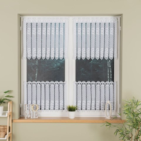 Zazdrostka haftowana panelowa na batyście, wysokość 60cm, kolor 001 biały 015633/420/001/000060/1