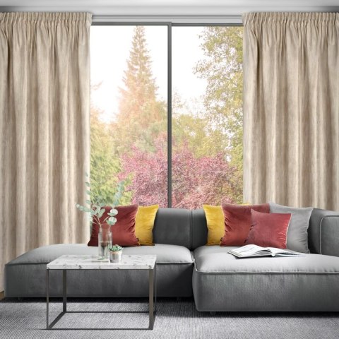 ZASŁONA GOTOWA ESTEL NA TAŚMIE 140 X 270 CM JASNOBEŻOWY