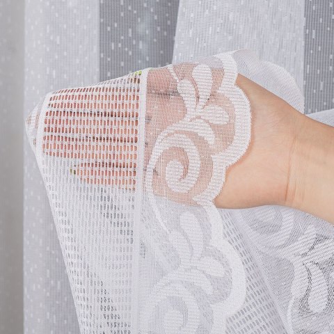 Firanka żakardowa na metry 054316 wysokość 180 cm kolor biały