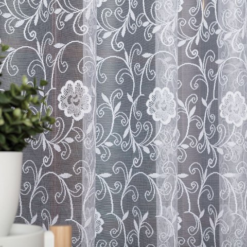Firanka żakardowa na metry 107282 wysokość 250 cm kolor biały