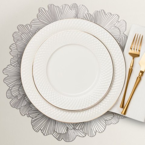 PODKŁADKA LAURA O 38 CM SREBRNY