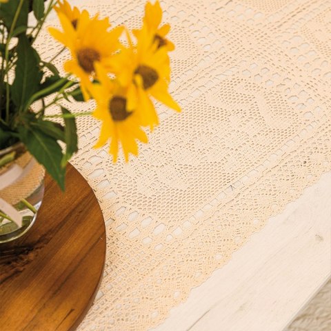 INESS Bieżnik ażurowy, szerokość 60 x wysokość 120cm, kolor 012 kremowy 913501/KSP/012/060120/1