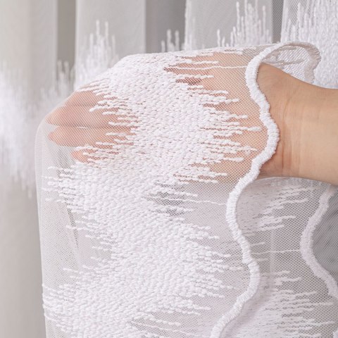 Firanka haftowana ze wzorem pasowym, wysokość 280cm, kolor 001 biały 127391/885/001/000280/1