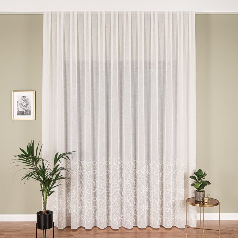 Firanka haftowana na metry 024979 wysokość 280 cm kolor krem z złotym