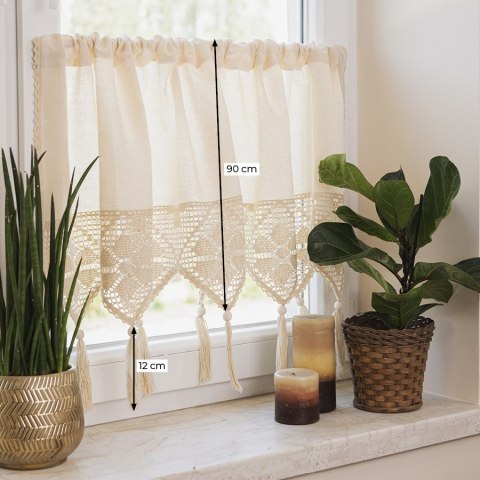 RACHELA Zazdrostka gotowa z ażurem, szerokość 100 x wysokość 90cm, kolor 001 biały 912432/ZAZ/001/100090/1