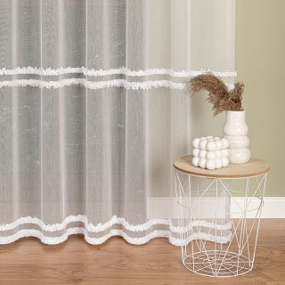 Firanka haftowana ze wzorem pasowym, wysokość 300cm, kolor 001 biały 083616/768/001/000300/1