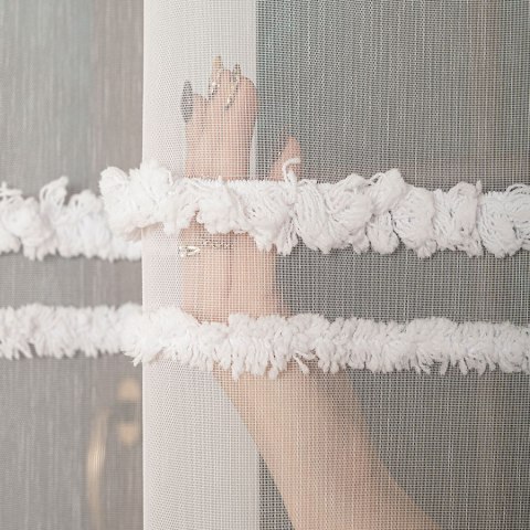 Firanka haftowana na metry 083616 wysokość 300 cm kolor biały