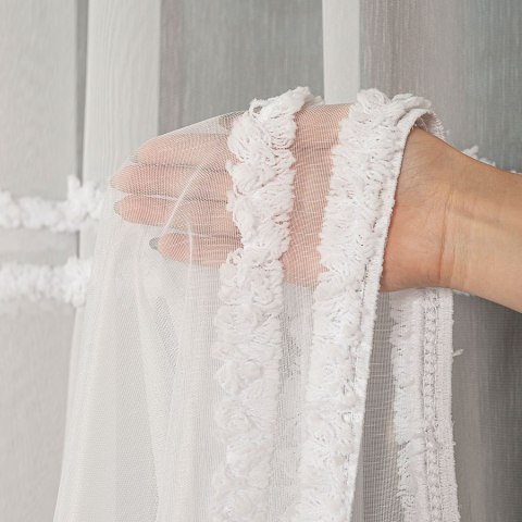 Firanka haftowana na metry 083616 wysokość 300 cm kolor biały