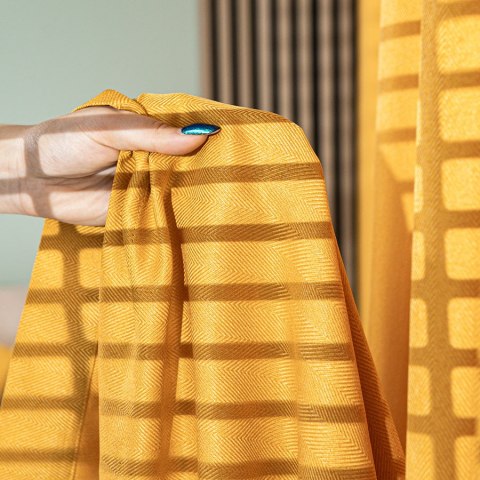 JODEŁKA Zasłona gotowa na przelotkach, szerokość 140cm x wysokość 250cm, kolor 019 musztardowy 724330/ZGP/019/140250/1