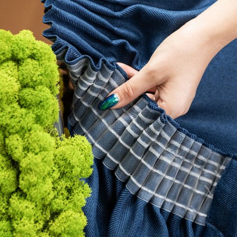 JODEŁKA Zasłona gotowa na taśmie, szerokość 140cm x wysokość 250cm, kolor 011 niebieski 724330/ZGT/011/140250/1