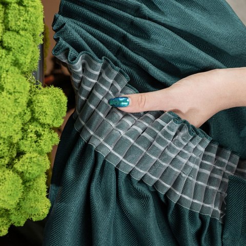 JODEŁKA Zasłona gotowa na taśmie, szerokość 140cm x wysokość 250cm, kolor 012 butelkowa zieleń 724330/ZGT/012/140250/1