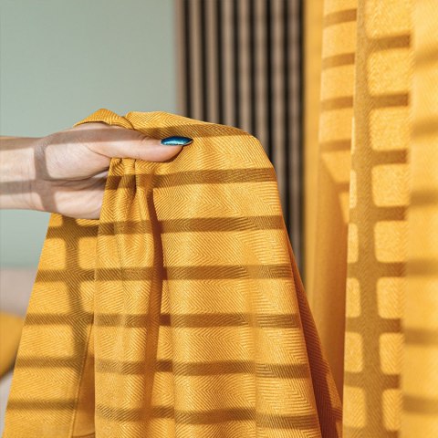 JODEŁKA Zasłona gotowa na taśmie, szerokość 140cm x wysokość 250cm, kolor 019 musztardowy 724330/ZGT/019/140250/1