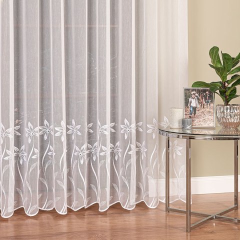 Firanka haftowana na metry 242779 wysokość 280 cm kolor biały