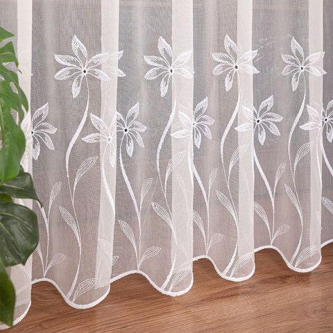 Firanka haftowana na metry 242779 wysokość 280 cm kolor biały