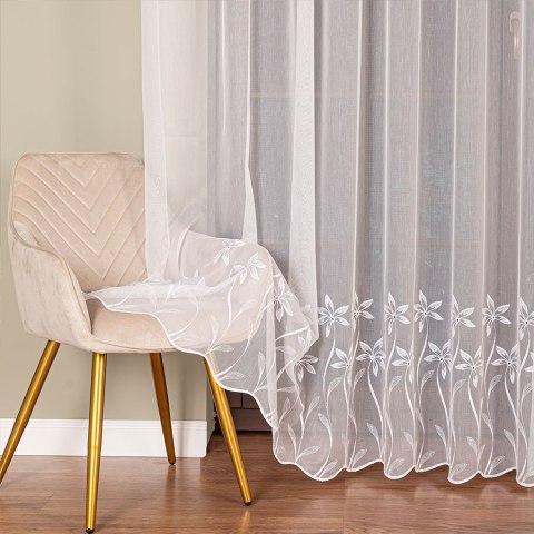 Firanka haftowana na metry 242779 wysokość 280 cm kolor biały