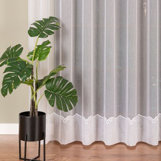 Firanka haftowana ze wzorem na samym dole, wysokość 300cm, kolor 001 biały z białym haftem 009505/768/001/000300/1