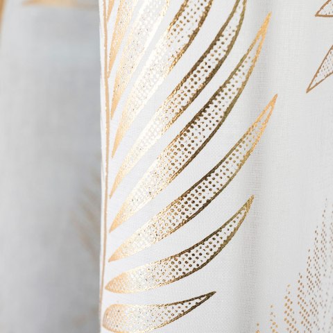 Firanka fantazyjna z ołowianką na metry 000261 wysokość 300 cm kolor biały ze złotym nadrukiem