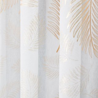 Firanka fantazyjna z ołowianką na metry 000261 wysokość 300 cm kolor biały ze złotym nadrukiem