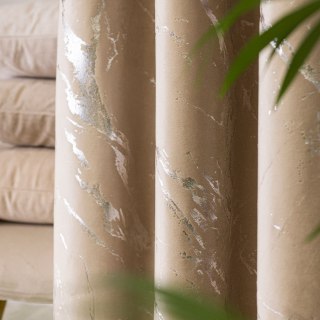 MARMA Tkanina dekoracyjna, wysokość 300cm, kolor 001 ciemny beżowy ze srebrnym nadrukiem na VELVI TD0037/TDP/001/000300/1