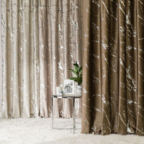 MARMA Tkanina dekoracyjna, wysokość 300cm, kolor 002 brązowy ze srebrnym nadrukiem na VELVI TD0037/TDP/002/000300/1