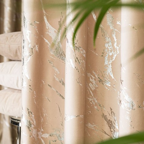 MARMA Tkanina dekoracyjna, wysokość 300cm, kolor 003 jasny beżowy ze srebrnym nadrukiem na VELVI TD0037/TDP/003/000300/1