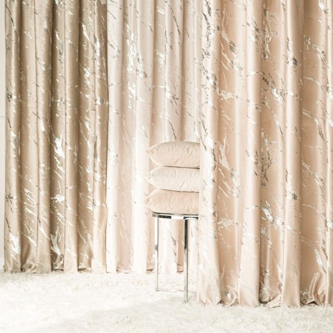 MARMA Tkanina dekoracyjna, wysokość 300cm, kolor 003 jasny beżowy ze srebrnym nadrukiem na VELVI TD0037/TDP/003/000300/1
