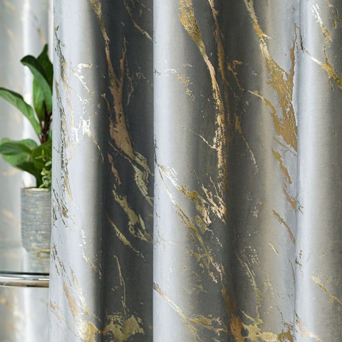 MARMA Tkanina dekoracyjna, wysokość 300cm, kolor 005 jasny szary ze złotym nadrukiem na VELVI TD0033/TDP/005/000300/1
