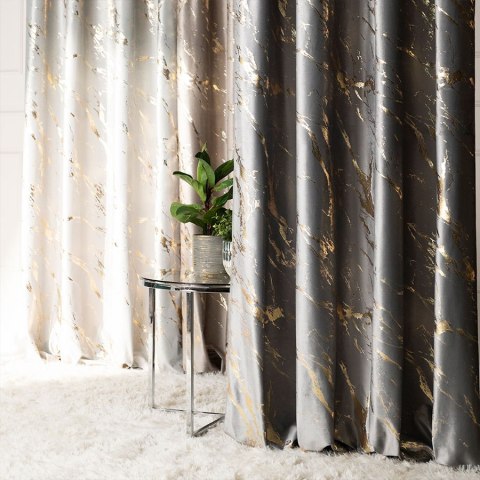 MARMA Tkanina dekoracyjna, wysokość 300cm, kolor 005 jasny szary ze złotym nadrukiem na VELVI TD0033/TDP/005/000300/1