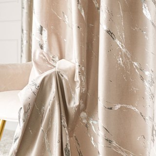 MARMA Tkanina dekoracyjna, wysokość 300cm, kolor 015 ciemny kremowy ze srebrnym nadrukiem na VELVI TD0037/TDP/015/000300/1