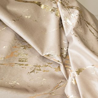 MARMA Tkanina dekoracyjna, wysokość 300cm, kolor 015 ciemny kremowy ze złotym nadrukiem na VELVI TD0033/TDP/015/000300/1