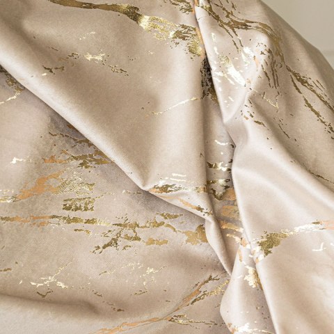 MARMA Tkanina dekoracyjna, wysokość 300cm, kolor 015 ciemny kremowy ze złotym nadrukiem na VELVI TD0033/TDP/015/000300/1
