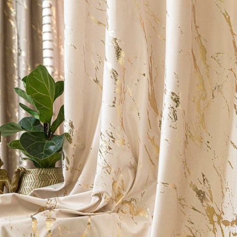 MARMA Tkanina dekoracyjna, wysokość 300cm, kolor 016 kremowy ze złotym nadrukiem na VELVI TD0033/TDP/016/000300/1
