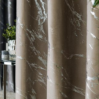 MARMA Tkanina dekoracyjna, wysokość 300cm, kolor 017 szaro-beżowy ze srebrnym nadrukiem na VELVI TD0037/TDP/017/000300/1