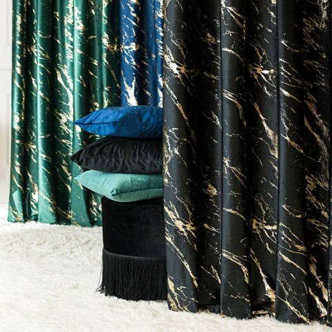 MARMA Tkanina dekoracyjna, wysokość 300cm, kolor 111 czarny ze złotym nadrukiem na VELVI TD0033/TDP/111/000300/1