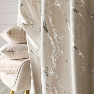 MARMA Tkanina dekoracyjna, wysokość 300cm, kolor 226 jasny kremowy ze srebrnym nadrukiem na VELVI TD0037/TDP/226/000300/1